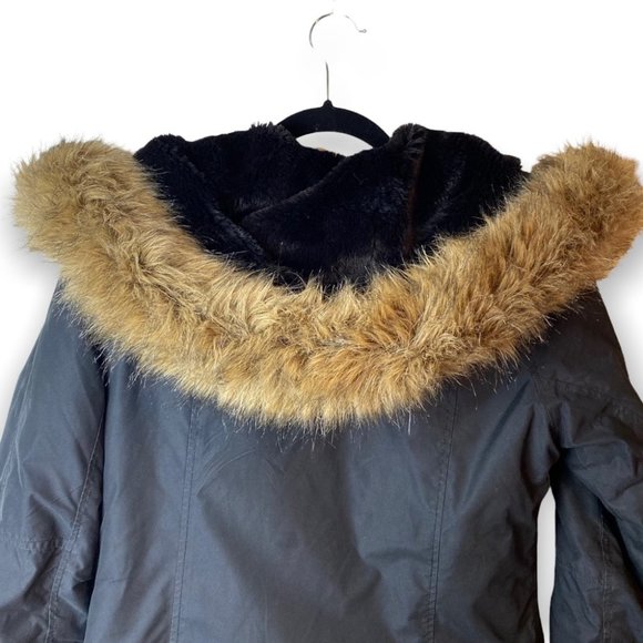 TNA Black Aspen Parka Long Brown Fur Trim Winter Jacket - Picture 7 of 16
